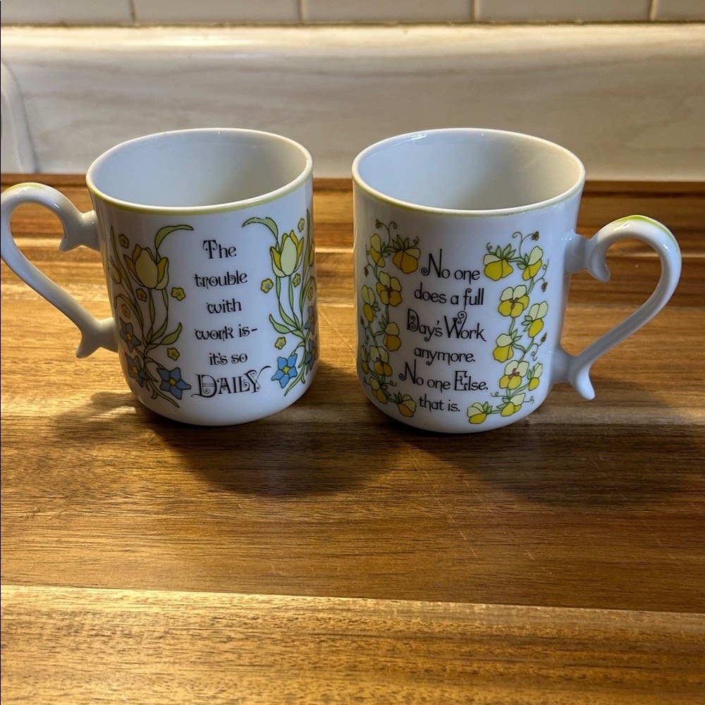 Vintage Giftcraft Funny Work Related Mugs Set
